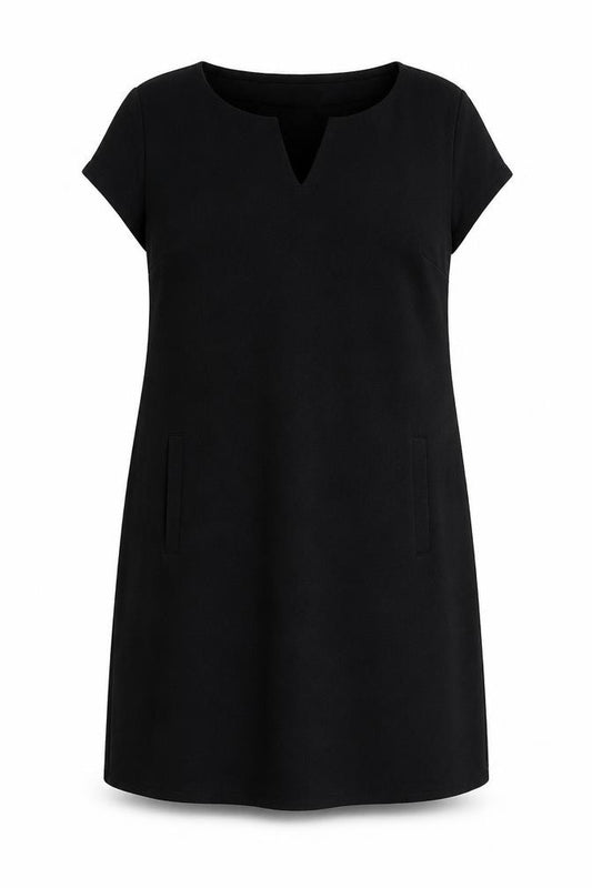 Front view of Yessica women’s black polyester a-line, size UK 14, v-neck pullover