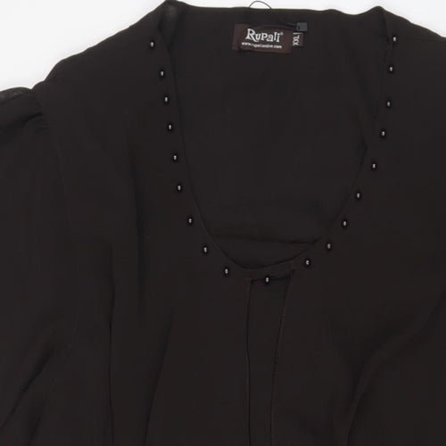 Rupali Womens Brown Polyester Sheath Size 2XL Scoop Neck Pullover - Beaded