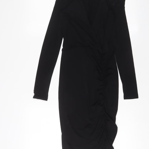 New Look Womens Black Polyester Bodycon Size 8 V-Neck Pullover