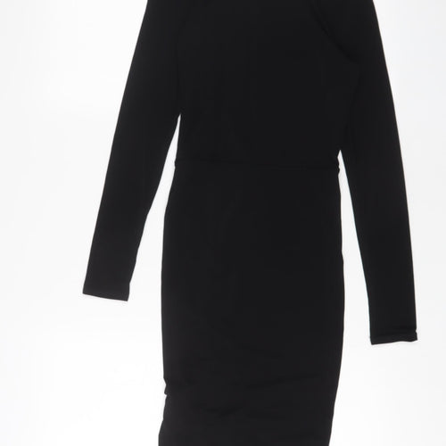 New Look Womens Black Polyester Bodycon Size 8 V-Neck Pullover