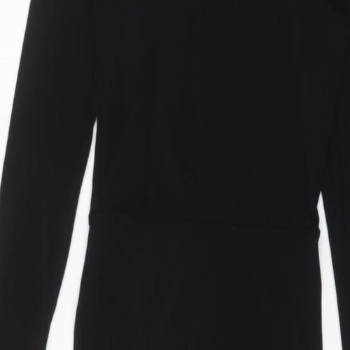 New Look Womens Black Polyester Bodycon Size 8 V-Neck Pullover