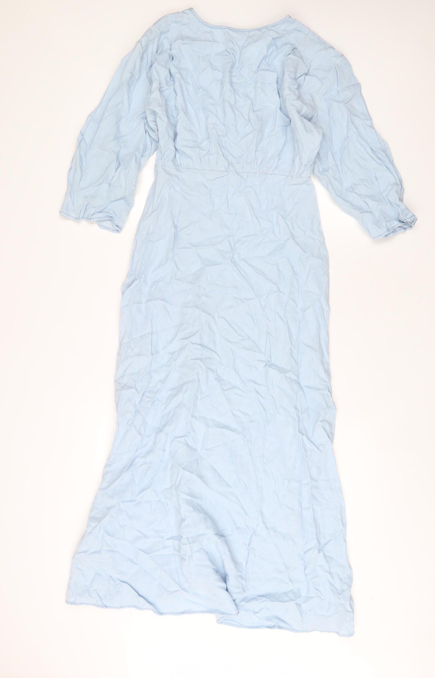 Zara Womens Blue Viscose A-Line Size S V-Neck Zip