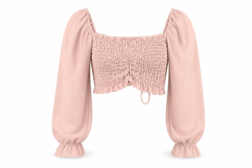 Front view of I SAW IT FIRST women’s pink polyester basic blouse, size UK 8, square neck