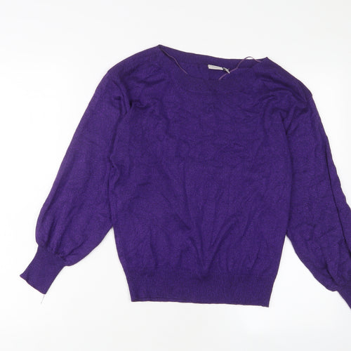 iCHIPP Womens Purple Boat Neck Viscose Pullover Jumper Size XS