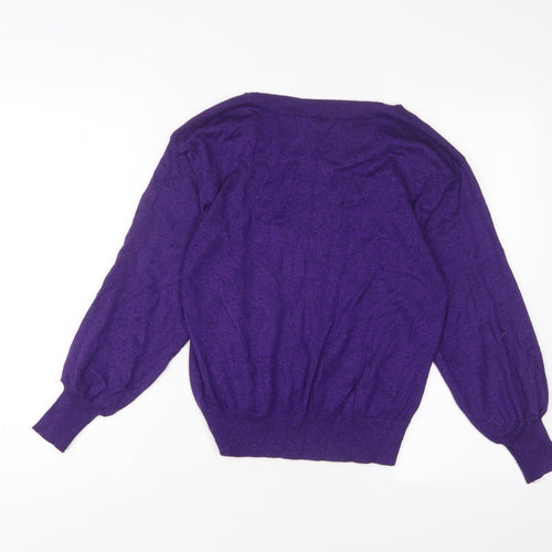 iCHIPP Womens Purple Boat Neck Viscose Pullover Jumper Size XS