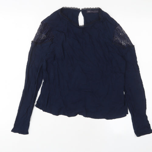 Marks and Spencer Womens Blue Viscose Basic Blouse Size 16 Crew Neck