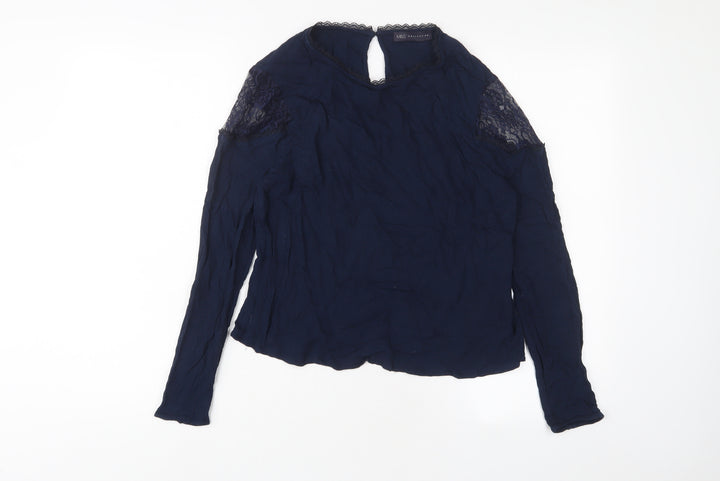Marks and Spencer Womens Blue Viscose Basic Blouse Size 16 Crew Neck