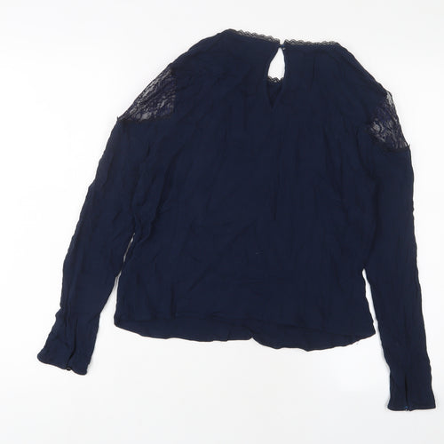 Marks and Spencer Womens Blue Viscose Basic Blouse Size 16 Crew Neck