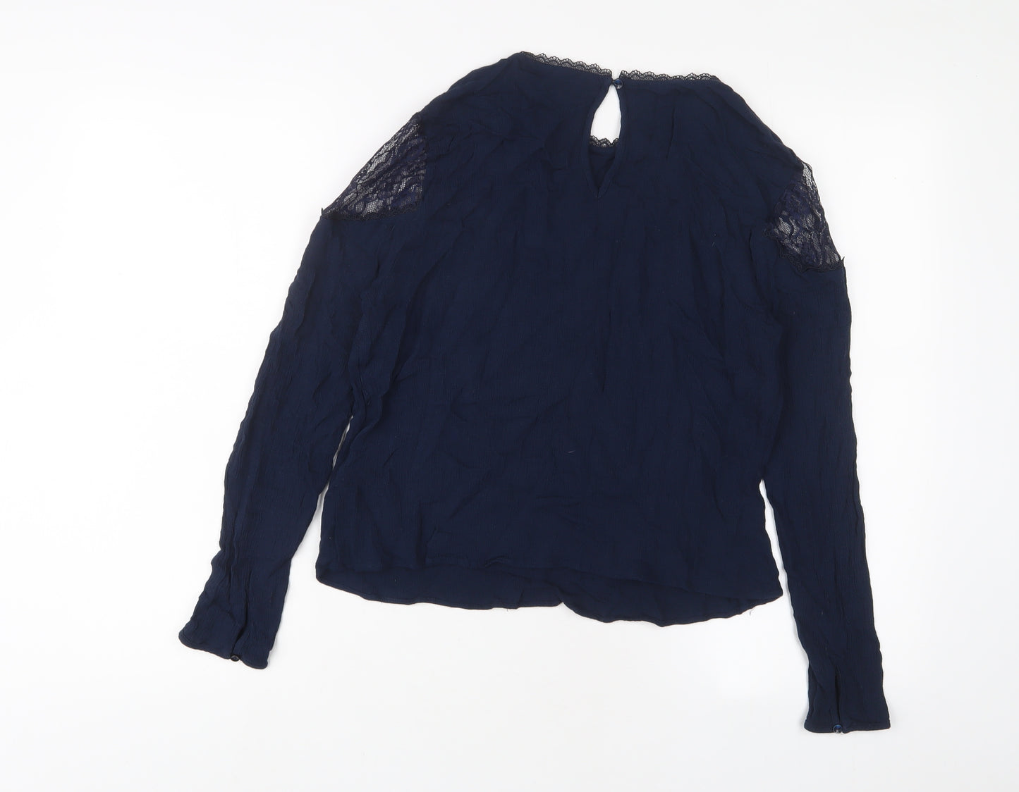 Marks and Spencer Womens Blue Viscose Basic Blouse Size 16 Crew Neck