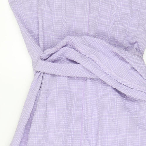 PRETTYLITTLETHING Womens Purple Polyester A-Line Size 14 V-Neck Zip
