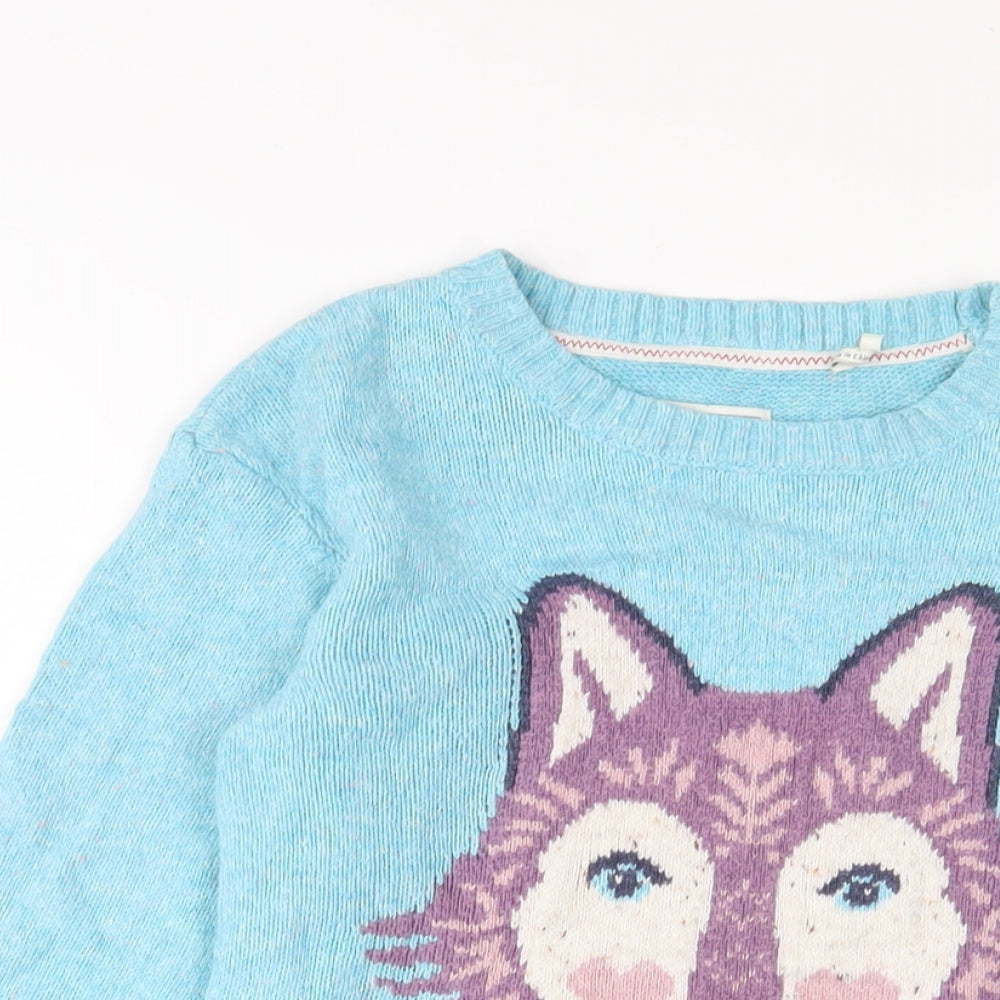 Fat Face Girls Blue Crew Neck Cotton Pullover Jumper Size 12-13 Years Pullover