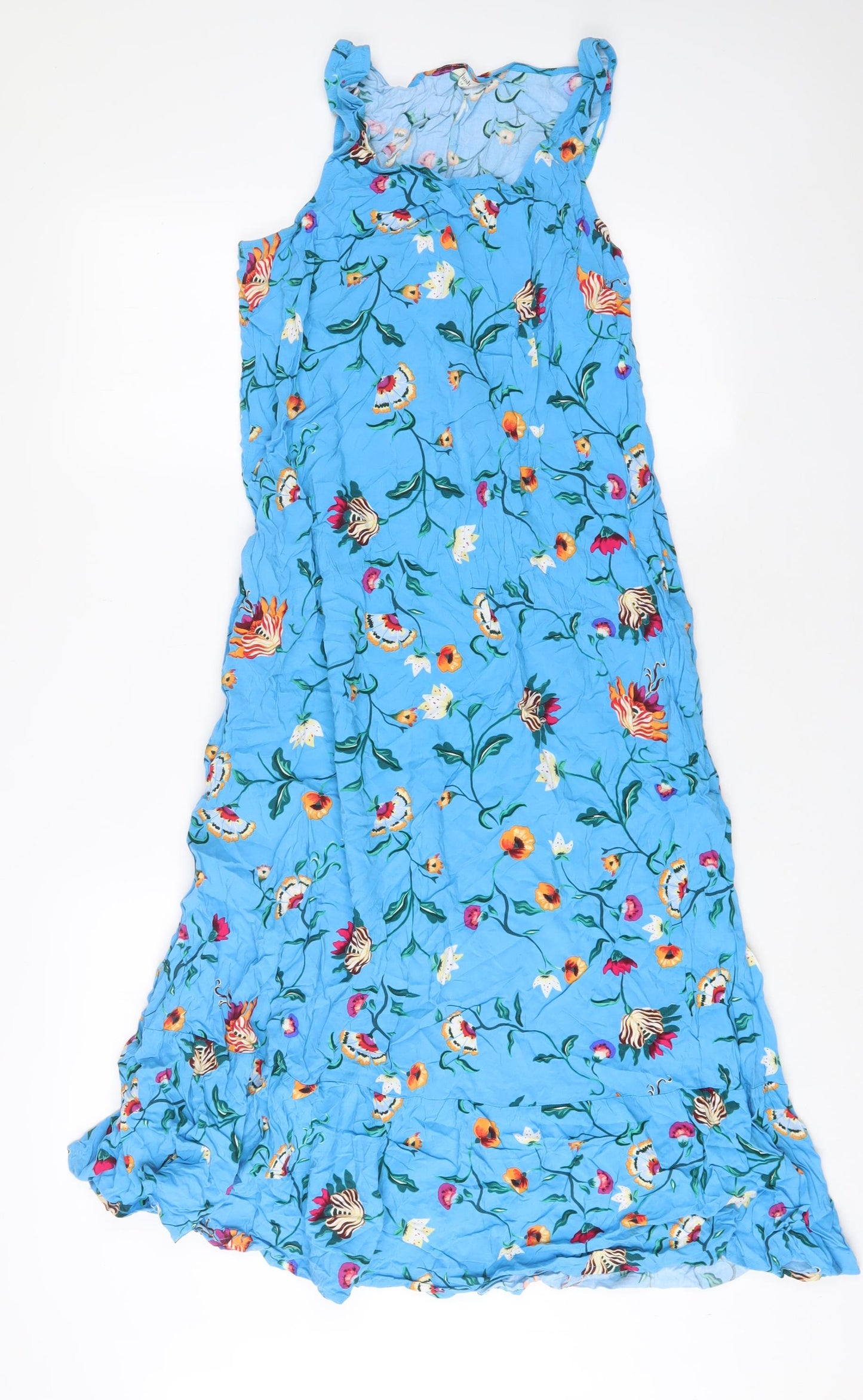 Hush Womens Blue Floral Viscose A-Line Size 14 Scoop Neck Pullover