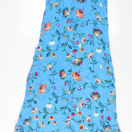 Hush Womens Blue Floral Viscose A-Line Size 14 Scoop Neck Pullover