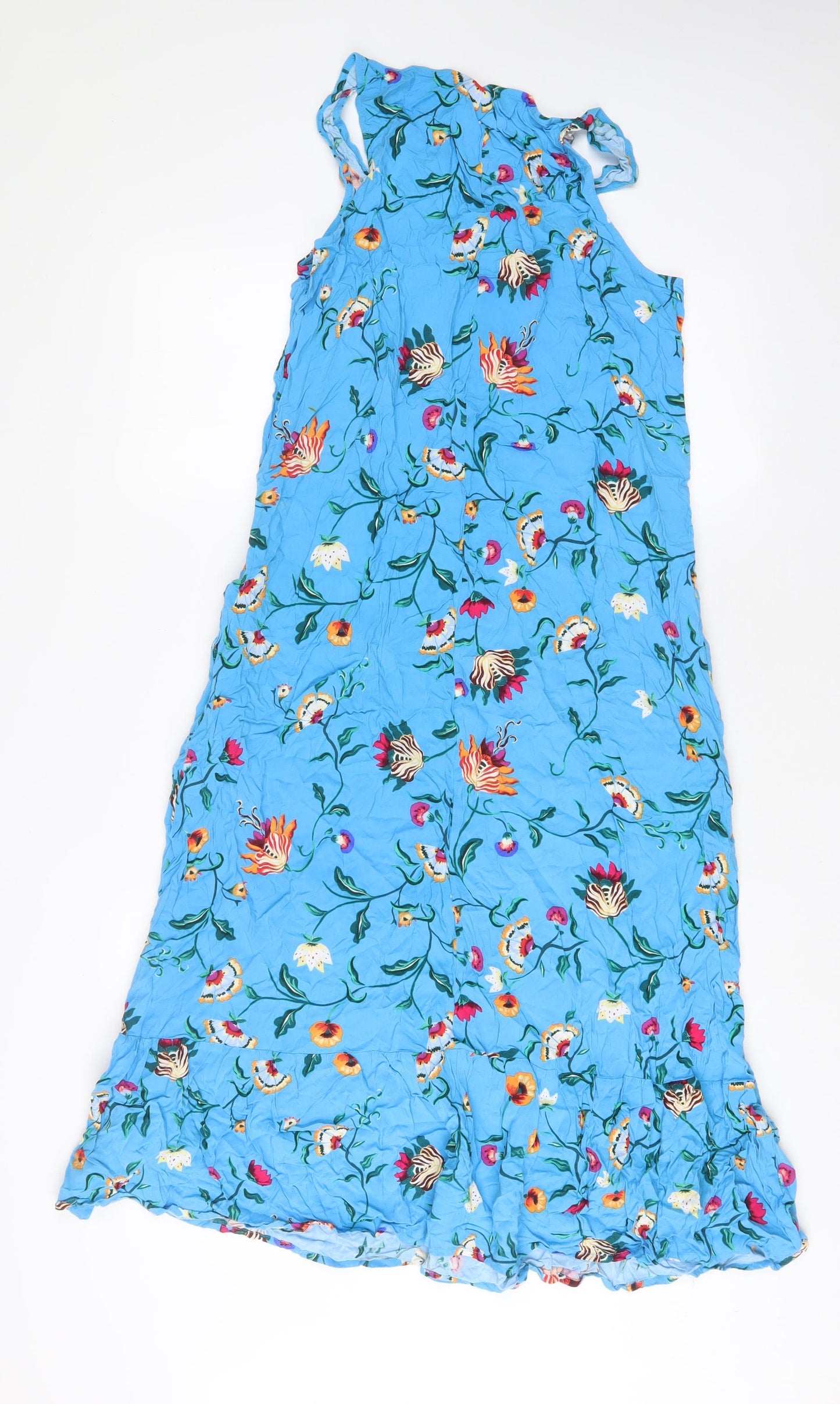 Hush Womens Blue Floral Viscose A-Line Size 14 Scoop Neck Pullover