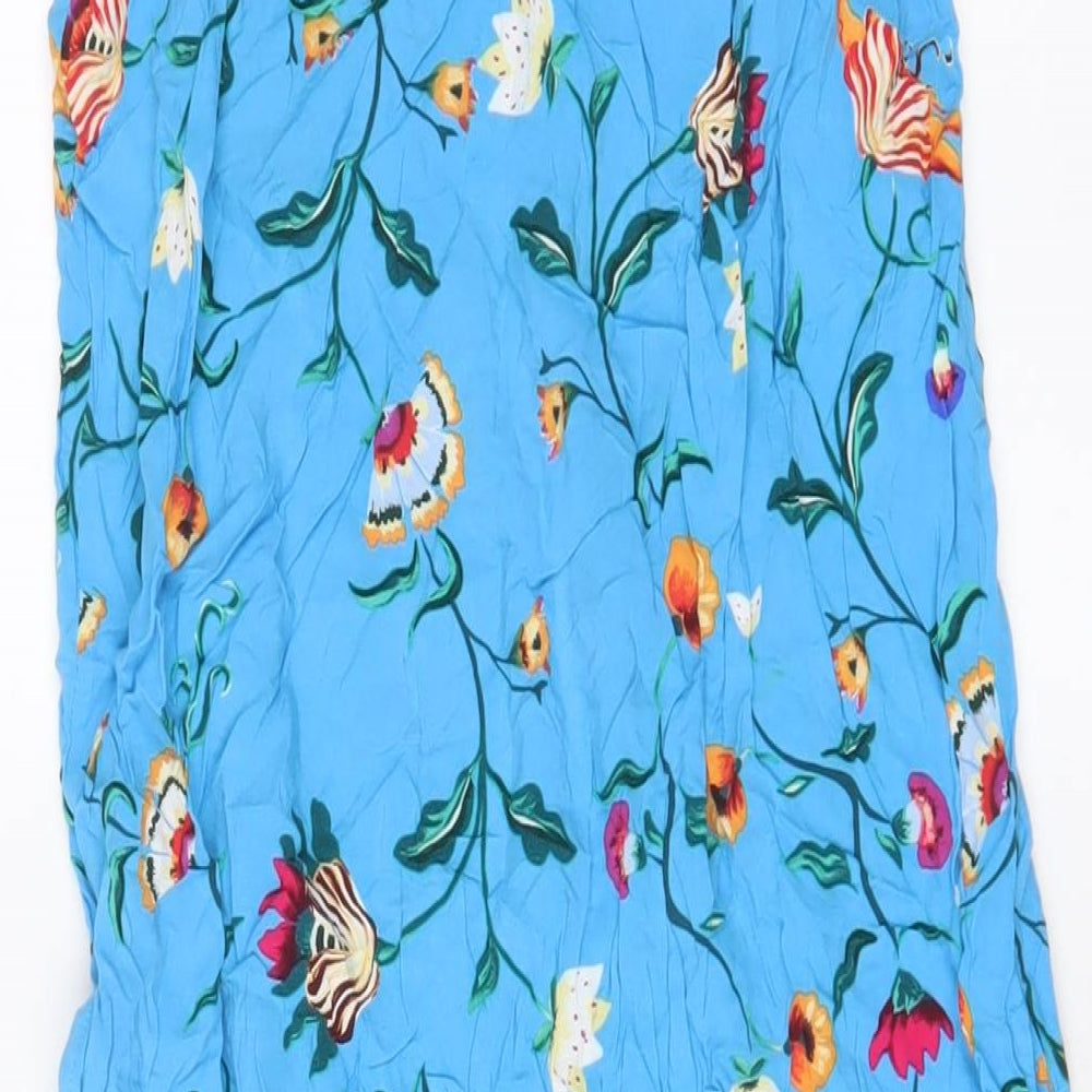 Hush Womens Blue Floral Viscose A-Line Size 14 Scoop Neck Pullover
