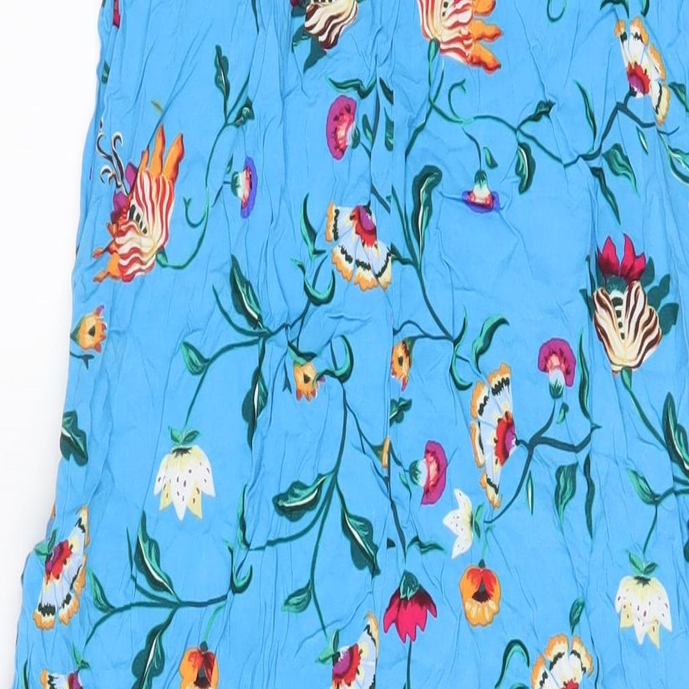 Hush Womens Blue Floral Viscose A-Line Size 14 Scoop Neck Pullover