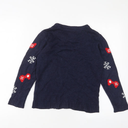 Ridge & Co Boys Blue Crew Neck Acrylic Pullover Jumper Size 8-9 Years Pullover