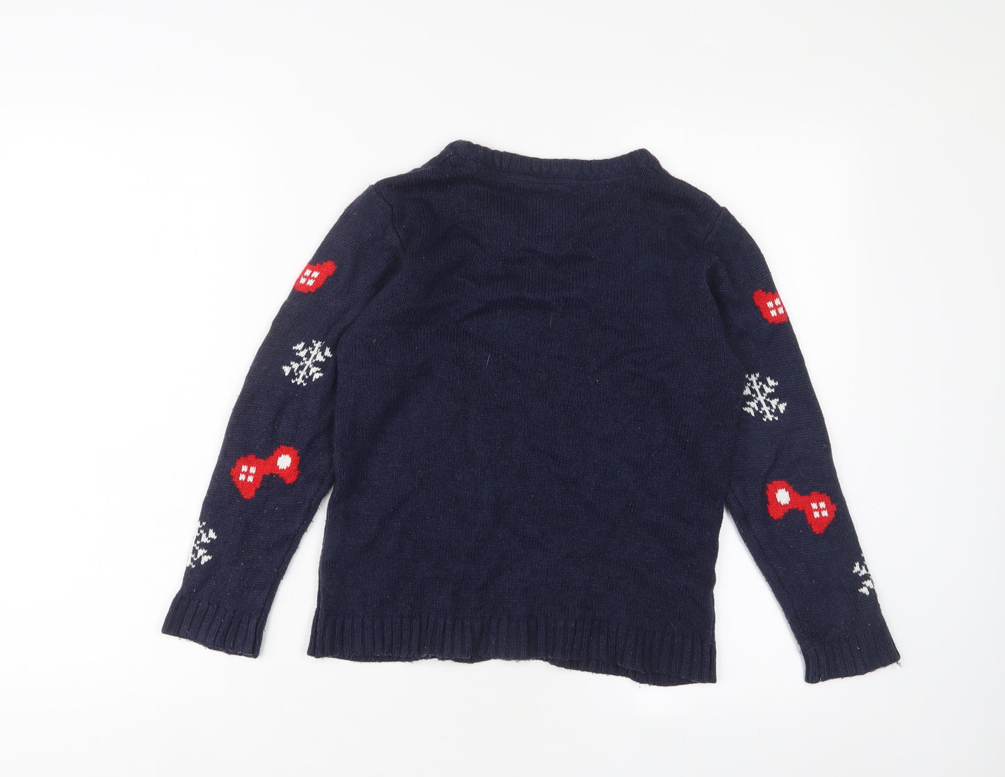 Ridge & Co Boys Blue Crew Neck Acrylic Pullover Jumper Size 8-9 Years Pullover