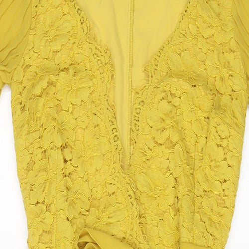 Little Miss Womens Yellow Polyester A-Line Size 6 V-Neck Tie