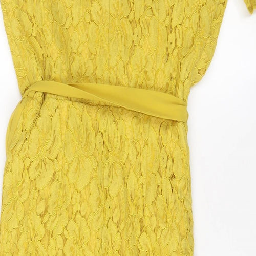 Little Miss Womens Yellow Polyester A-Line Size 6 V-Neck Tie