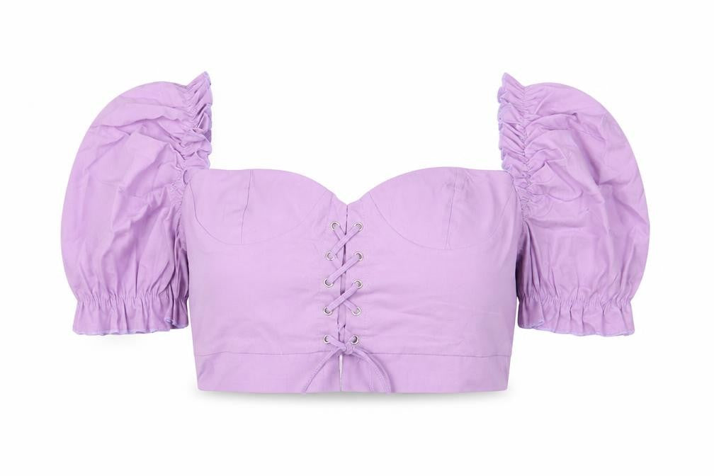 I SAW IT FIRST Womens Purple Viscose Cropped Blouse Size 8 V-Neck