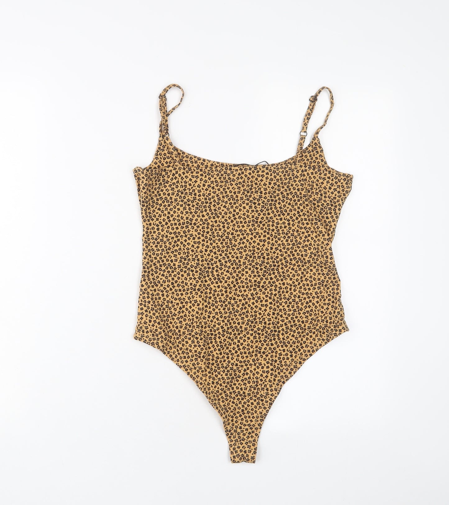 Brave Soul Womens Brown Floral Cotton Bodysuit One-Piece Size S Snap