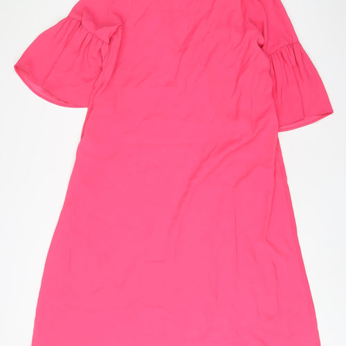 Marks and Spencer Womens Pink Polyester A-Line Size 12 Crew Neck Tie