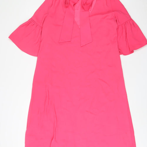 Marks and Spencer Womens Pink Polyester A-Line Size 12 Crew Neck Tie