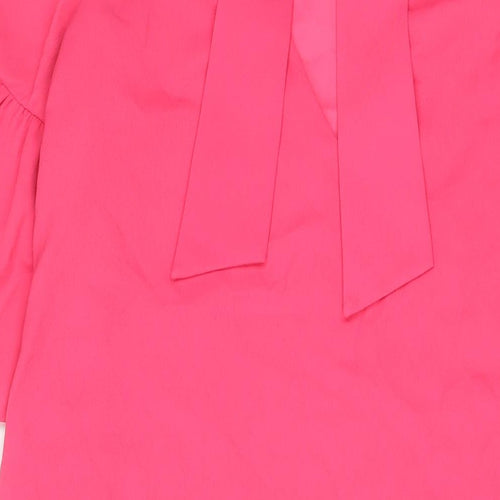 Marks and Spencer Womens Pink Polyester A-Line Size 12 Crew Neck Tie