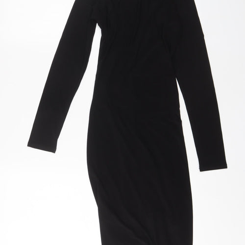 Boohoo Womens Black Polyester Bodycon Size 8 V-Neck Pullover