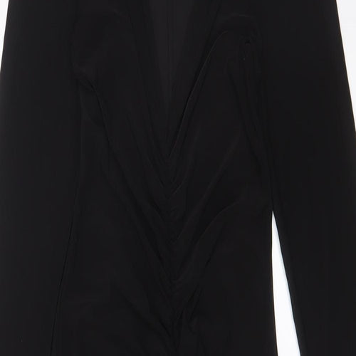 Boohoo Womens Black Polyester Bodycon Size 8 V-Neck Pullover