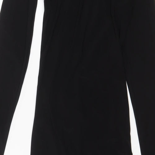Boohoo Womens Black Polyester Bodycon Size 8 V-Neck Pullover