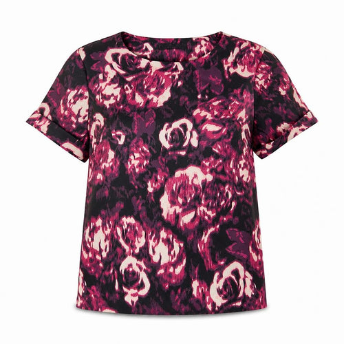 Dorothy Perkins Womens Purple Floral Polyester Basic T-Shirt Size 14 Crew Neck