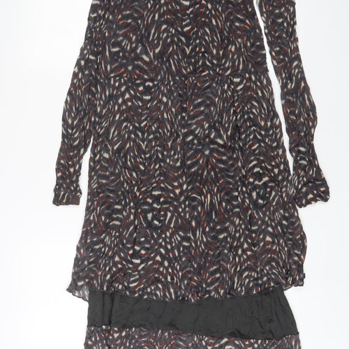Sandwich Womens Brown Geometric Viscose A-Line Size S Boat Neck Pullover