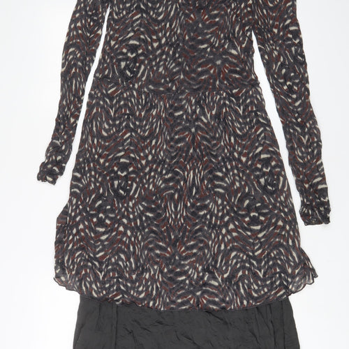 Sandwich Womens Brown Geometric Viscose A-Line Size S Boat Neck Pullover