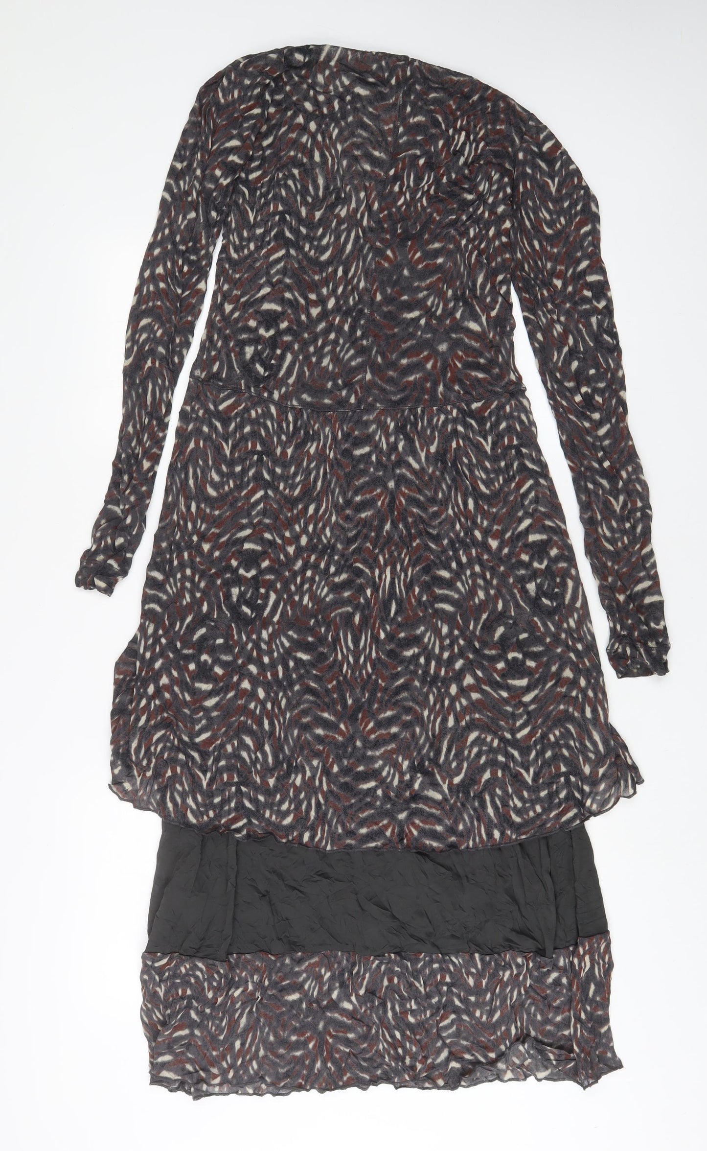 Sandwich Womens Brown Geometric Viscose A-Line Size S Boat Neck Pullover
