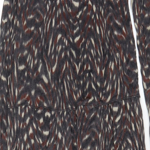Sandwich Womens Brown Geometric Viscose A-Line Size S Boat Neck Pullover