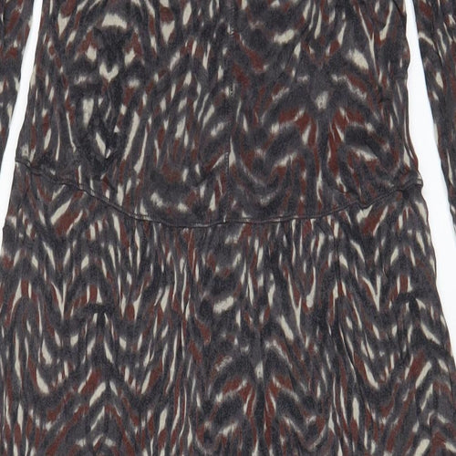 Sandwich Womens Brown Geometric Viscose A-Line Size S Boat Neck Pullover