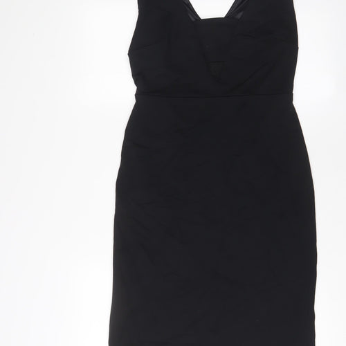 Cynthia Rowley Womens Black Polyester Sheath Size S V-Neck Zip