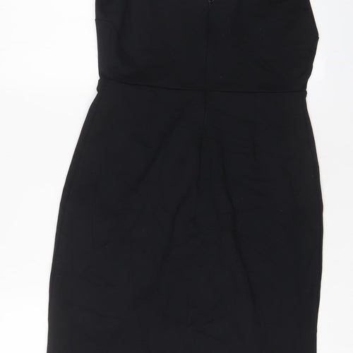 Cynthia Rowley Womens Black Polyester Sheath Size S V-Neck Zip