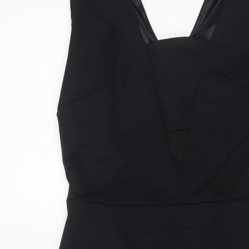 Cynthia Rowley Womens Black Polyester Sheath Size S V-Neck Zip