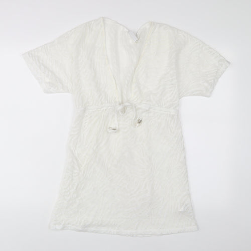 NEXT Womens White Polyester A-Line Size 8 V-Neck Pullover