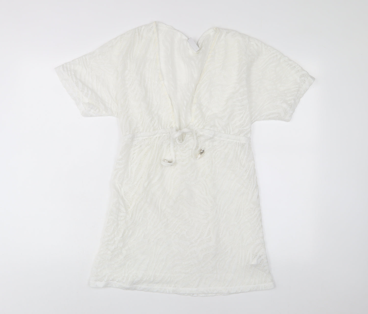 NEXT Womens White Polyester A-Line Size 8 V-Neck Pullover