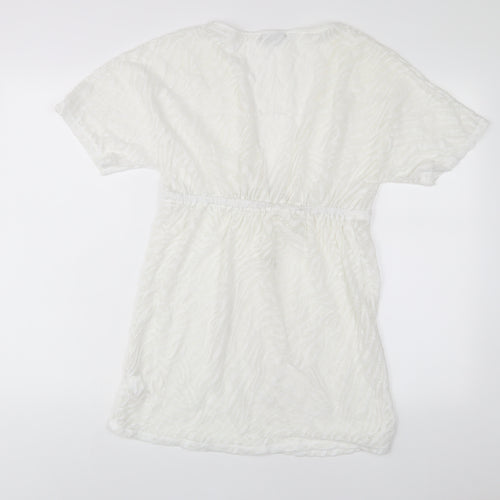 NEXT Womens White Polyester A-Line Size 8 V-Neck Pullover