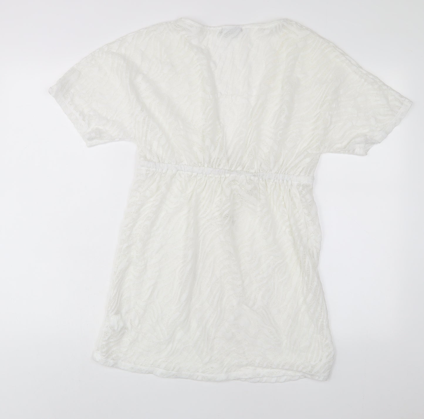 NEXT Womens White Polyester A-Line Size 8 V-Neck Pullover