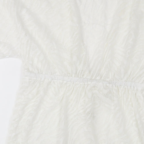 NEXT Womens White Polyester A-Line Size 8 V-Neck Pullover
