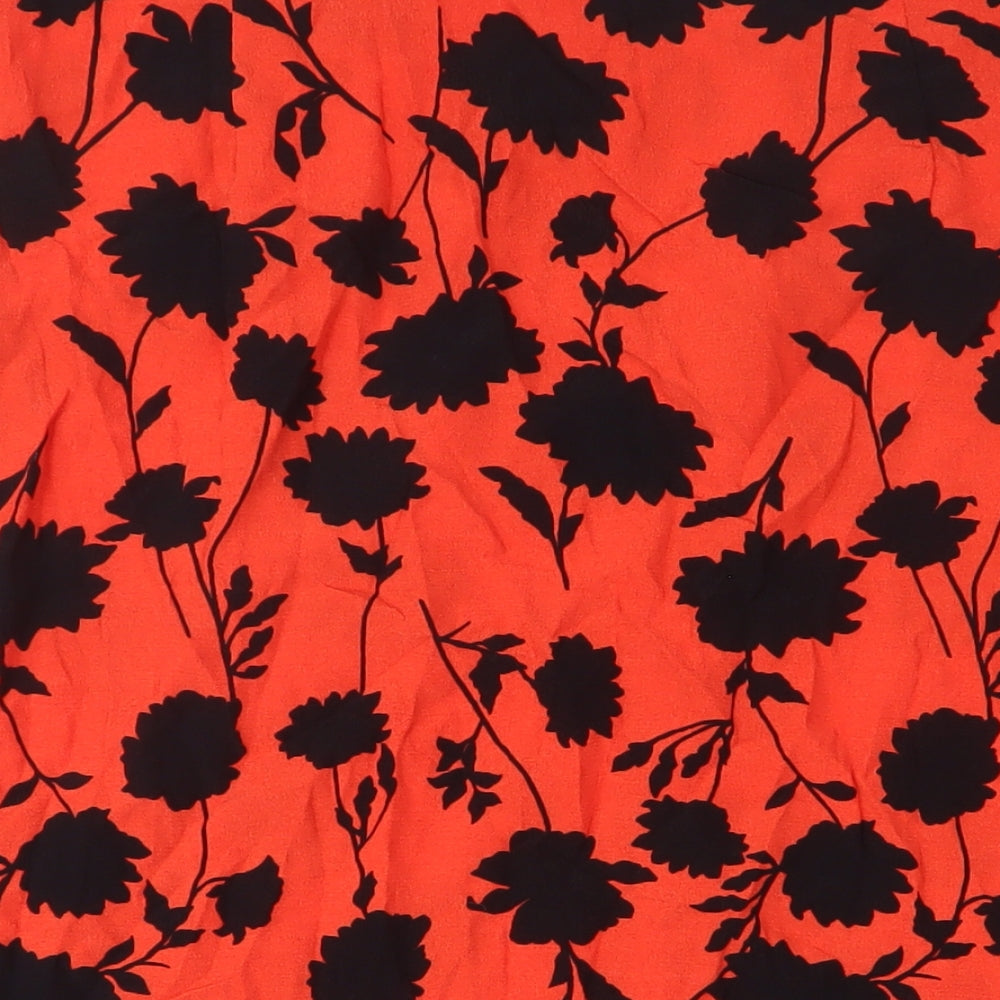 Marks and Spencer Womens Red Floral Viscose A-Line Skirt Size 24 Zip