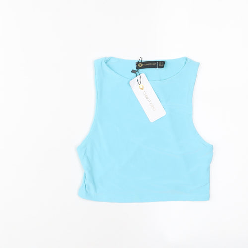 ASSOS Womens Blue Polyester Cropped Tank Size 8 Boat Neck