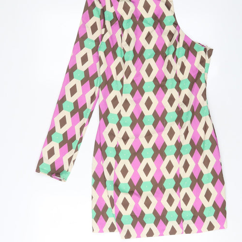 Zara Womens Multicoloured Geometric Polyester A-Line Size S Halter Zip