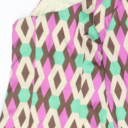 Zara Womens Multicoloured Geometric Polyester A-Line Size S Halter Zip